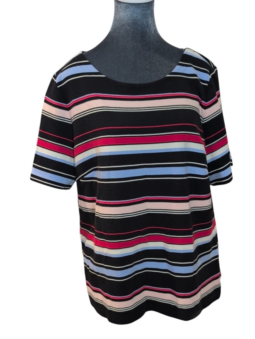 Talbots Black Striped Ribbed Top Size 1X